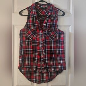 Rock & Repubic Sleeveless Plaid Top
